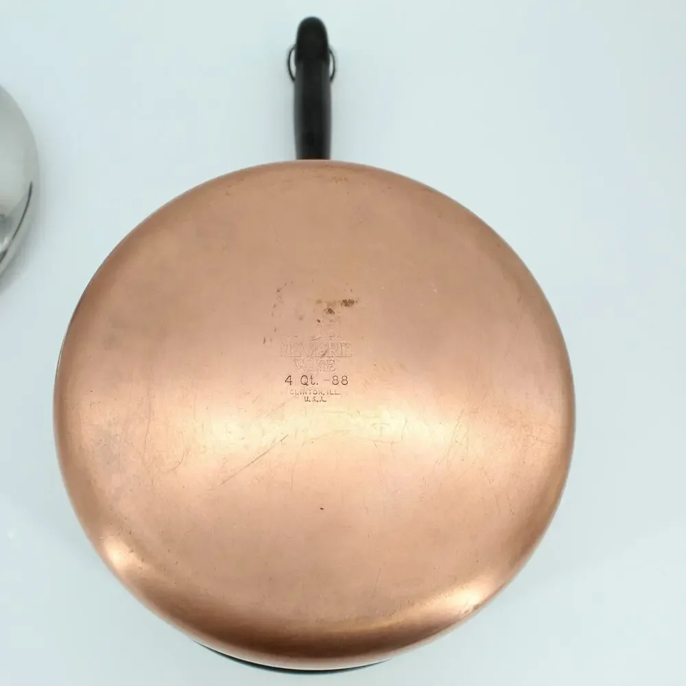 Vintage REVERE WARE 1801 Pre-68 Double-Ring Copper Clad Pot 4-Qt. Saucepan w/Lid